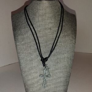 Fashion Jewelry Black Cord with Silver Pendant